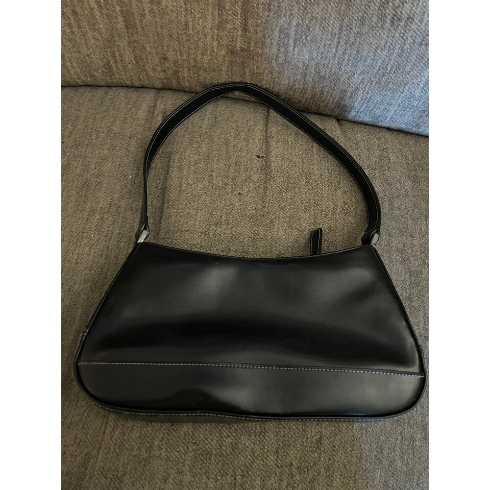 Vintage Liz Claiborne Black Baguette Shoulder Bag Y2K Minimalist Purse - Picture 7 of 12